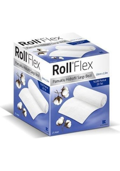 Flex 10CMX1.5M 25 Adet Pamuklu Hidrofil Sargı Bezi