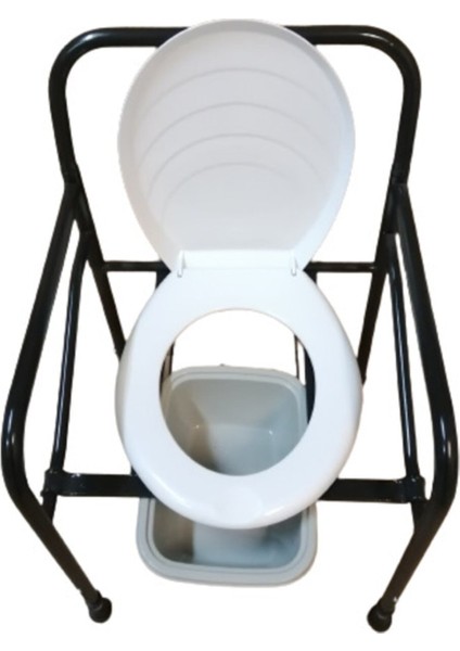 Ipox Kapaklı Klozet - Engelli Yaşlı Hasta Tuvalet Yükseltici - Seyyar Hasta Tuvaleti -Katlanabilir