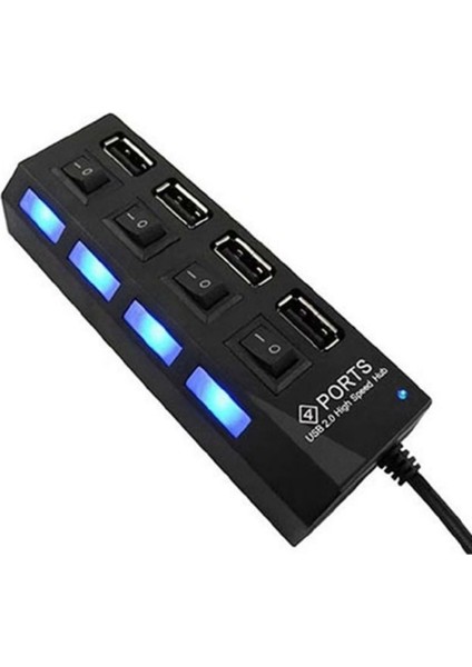 USB 2.0 Anahtarlı 4 Port USB Hub