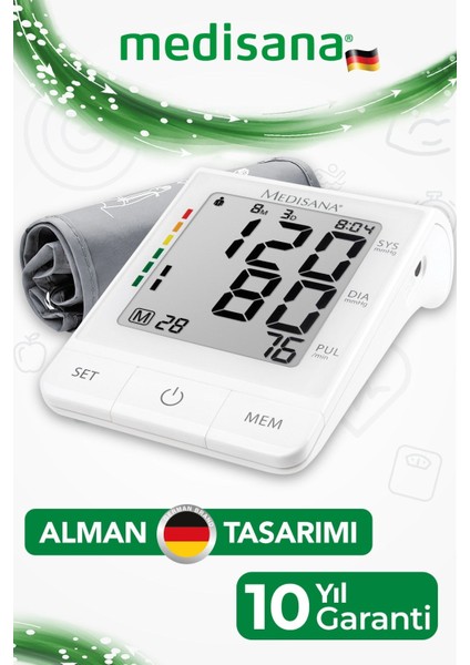 Alman Tasarım Geniş Manşonlu Büyük Ekran Büyük Dijital Kol Tipi Tansiyon Aleti 10 Yıl Gara