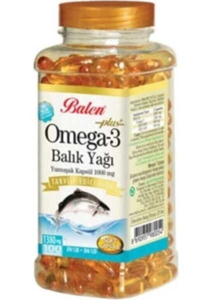 Omega 3 Balık Yağı 1380MG 100 Kapsül Tse Helal Sertifikalı