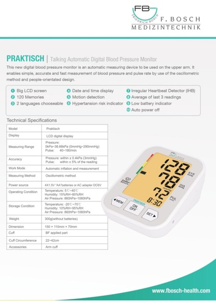 F.bosch Koldan Ölçer Konuşan Tansiyon Aleti Praktisch fırsatları