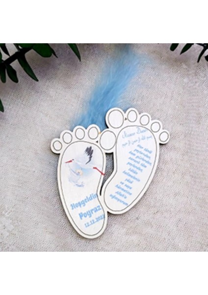 30 Adet Tüylü Ahşap Ayak Bebek Şekeri Magnett