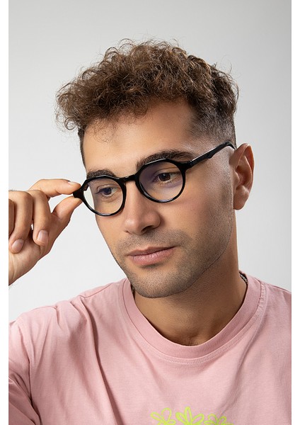 Yuvarlak Model Erkek B-Block Mavi Işık Korumalı Gözlük