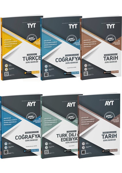 TYT AYT Türkçe Edebiyat Tarih Coğrafya Soru Bankası Seti Tamamı Çözümlü 6 Kitap