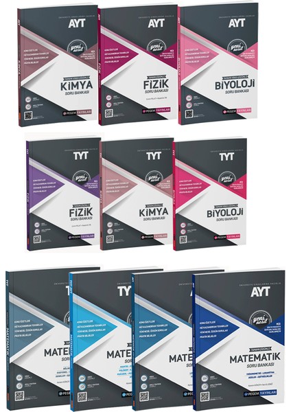 TYT AYT Fizik Kimya Biyoloji Matematik Soru Bankası Seti Tamamı Çözümlü Tam 10 Kitap