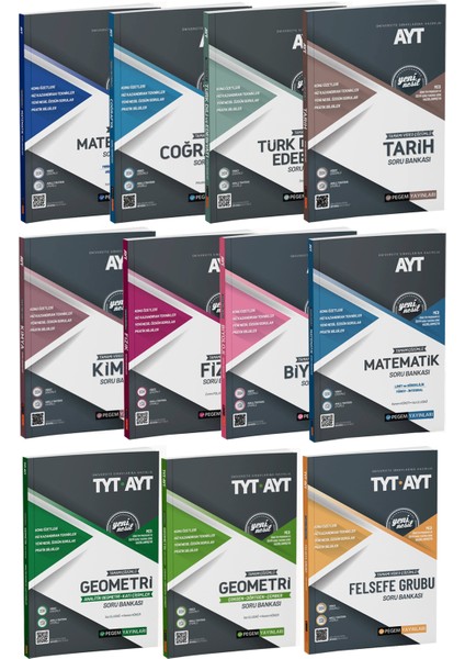AYT Tüm Dersler Tamamı Çözümlü Soru Bankası Seti Tam 11 Kitap