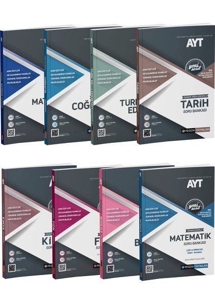 AYT Tüm Dersler Tamamı Çözümlü Soru Bankası Seti Tam 8 Kitap
