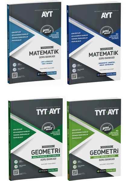 Pegem Akademi Yayıncılık AYT Matematik Geometri Soru Bankası Sayısal Seti 4 Kitap