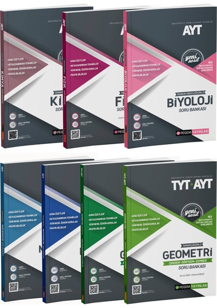 AYT Fizik Kimya Biyoloji Matematik Geometri Soru Bankası Sayısal Seti 7 Kitap