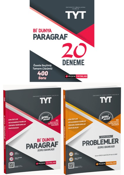 TYT Paragraf Problemler Soru Bankası Deneme Sınavı Seti 3 Kitap