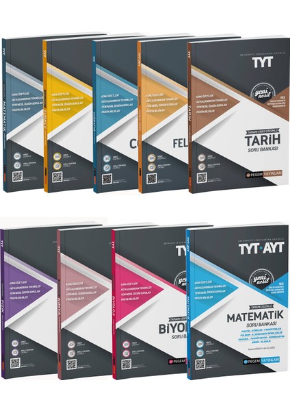 TYT Tüm Dersler Tamamı Çözümlü Soru Bankası Seti Tam 9 Kitap
