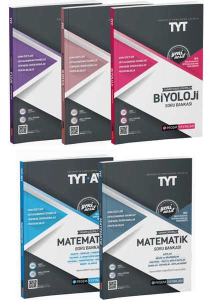 TYT Fizik Kimya Biyoloji Matematik Soru Bankası Sayısal Seti 5 Kitap