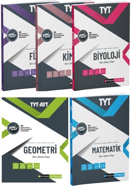 TYT Fizik Kimya Biyoloji Matematik Geometri Ders İşleme Föyü Konu Anlatımı Seti