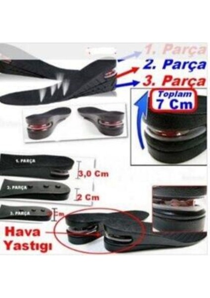 Hava Yastıklı 7 cm Tam Boy Tabanlık Gizli Topuk Uzatıcı