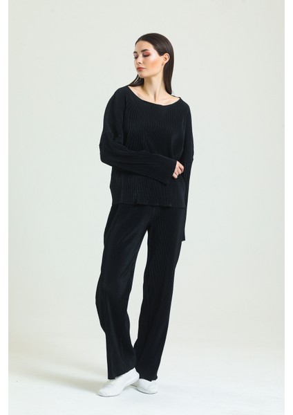 Siyah Fitilli Pijama Takımı
