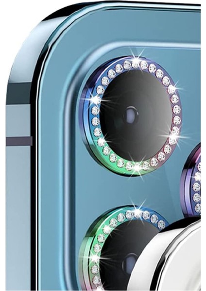 Iphone 11 / Iphone 12 Mini/iphone 12 Uyumlu Swarovski Taşlı Kamera Lensi Koruma Renkli