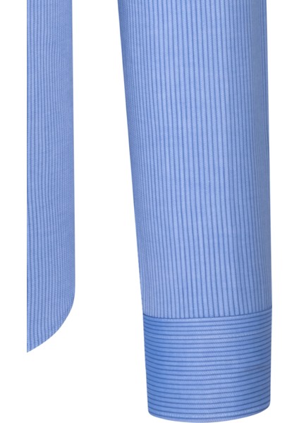 Mavi Regular Fit Çizgili Uzun Kol Gömlek