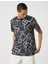 Şal Desenli Tişört Bisiklet Yaka Kısa Kollu 1
