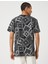 Şal Desenli Tişört Bisiklet Yaka Kısa Kollu 4