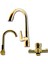 Gizli Sprelli Evye Batarya Gold (Altın) Renk 3'lü Set Evye-Lavabo-Banyo Bataryası 1