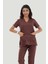 Likralı Core-Flex Scrubs Cerrahi Nöbet Takım - Kahverengi 1