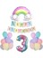 3 Yaş Gülen Gökkuşağı Rakam Folyo Balon Set 1