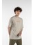 Erkek Yazı Baskılı Oversize Kısa Kollu Bisiklet Yaka T-Shirt 2