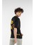 Erkek Yazı Baskılı Oversize Kısa Kollu Bisiklet Yaka T-Shirt 1