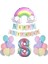 8 Yaş Gülen Gökkuşağı Rakam Folyo Balon Set 1