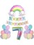 7 Yaş Gülen Gökkuşağı Rakam Folyo Balon Set 1