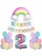 2 Yaş Gülen Gökkuşağı Rakam Folyo Balon Set 1