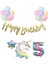 Unicorn Balonlu Kaligrafi Happy Bırthday 5 Yaş Balon Set 1