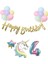 Unicorn Balonlu Kaligrafi Happy Bırthday 4 Yaş Balon Set 1