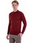 Bordo Regular Fit Düz Polo Yaka Yün Triko Kazak 1