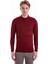 Bordo Regular Fit Düz Polo Yaka Yün Triko Kazak 3