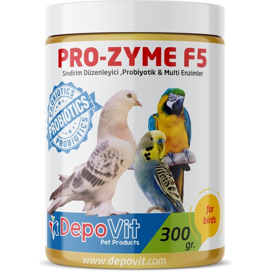 Depovit Prozyme F5 300 Gram Probiyotik ve Multienzimler Kuşlar İçin Sindirim Düzenleyici
