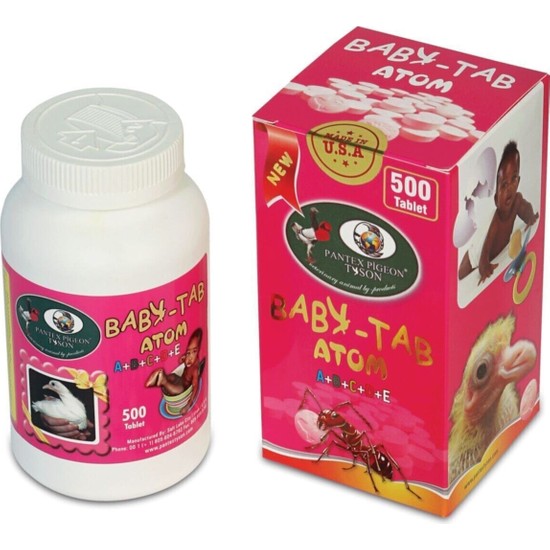 Baykuş Baby Tab-Atom Güvercin Anaç ve Yavru Hapı - 500 Tablet Kuş Vitamini İçin Özel Formül