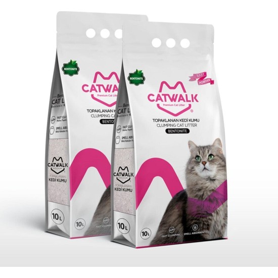 Catwalk 2 Adet Bentonit Bebek Pudralı Kedi Kumu 10 Lt Fiyatı