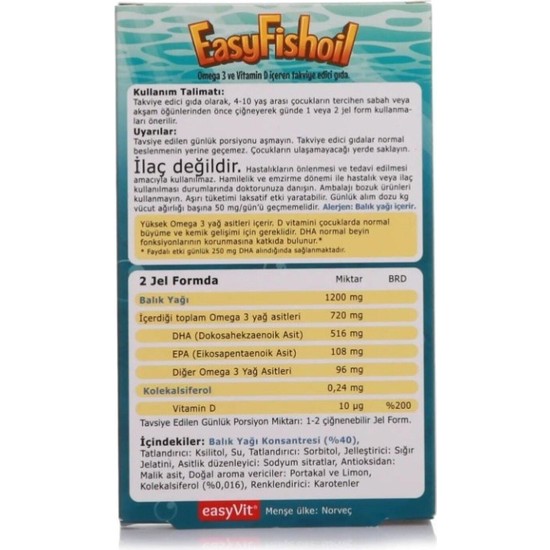 Easyvit Easy Fishoil Easy Fish Oil 30 Jel Tablet X2 Adet Fiyatı