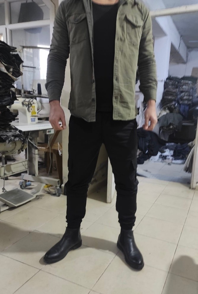 My Tekstil Erkek Kargo Pantolon Siyah Likralı Slimfit Düz Paça görsel 3