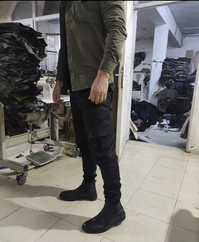 My Tekstil Erkek Kargo Pantolon Siyah Likralı Slimfit Düz Paça görsel 2