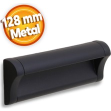 Badem10 Plus Mobilya Dolap Kapak Çekmece Kulpu Kulbu 128 mm Mat Siyah Metal Kulp