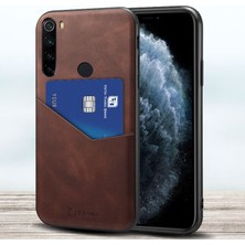 Xiaomi Redmi Note 8 Kılıf Zebana Cepli Nubuk Kılıf Kahverengi