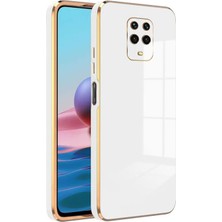 Zebana Xiaomi Redmi Note 9s Kılıf Golden Silikon Kılıf Beyaz