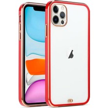 Zebana Apple iPhone 12 Pro Max Kılıf Zebana Glitter Silikon Kılıf Kırmızı