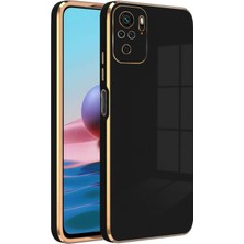 Zebana Xiaomi Redmi Note 10 Kılıf Golden Silikon Kılıf Siyah