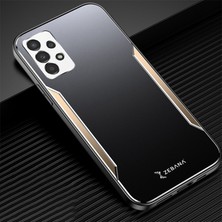 Zebana Samsung Galaxy A13 4g Uyumlu Kılıf Zebana Metal Mitras Kılıf (Silikon Kenar) Gold