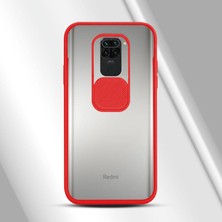 Zebana Xiaomi Redmi Note 9 Kılıf Kamera Lens Korumalı Kılıf Kırmızı