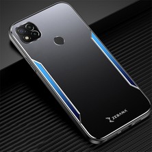 Xiaomi Redmi 9c Kılıf Zebana Metal Mitras Kılıf (Silikon Kenar) Mavi